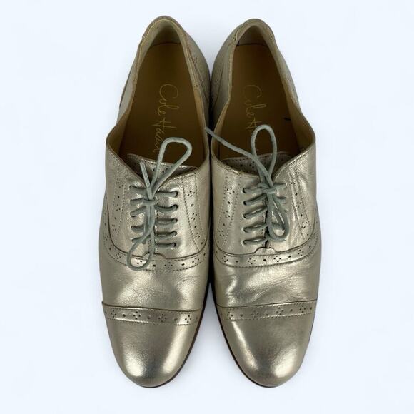 Cole Haan Brushed Gold Leather Oxfords Women's Size 7.5 - Picture 3 of 8